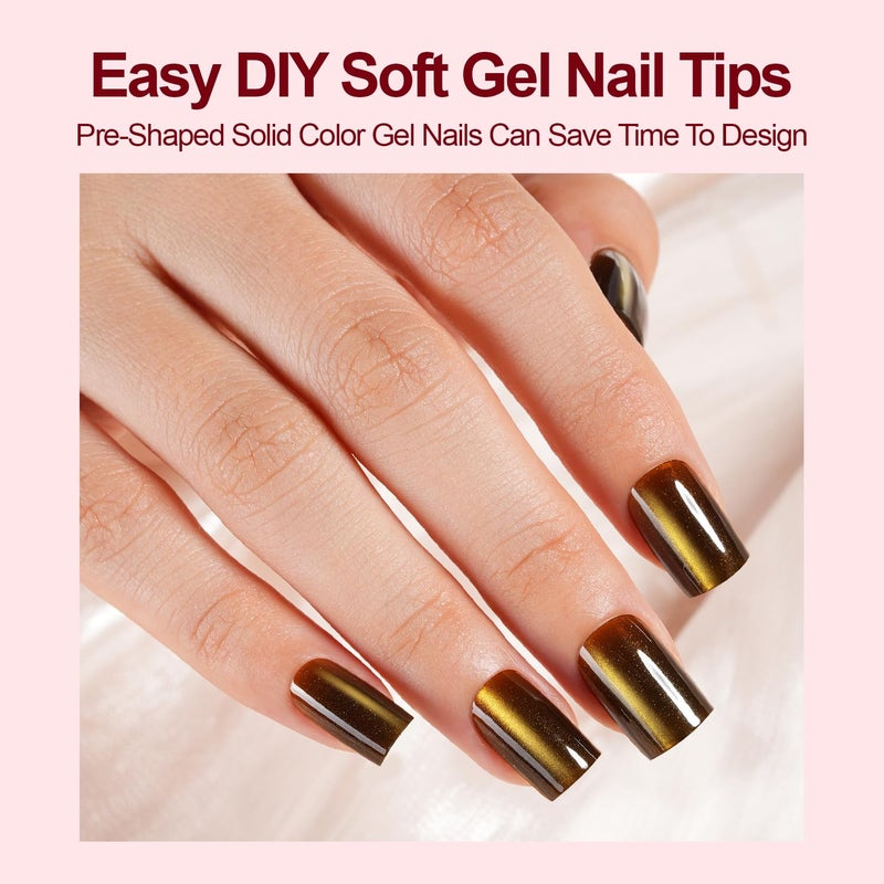 Plauva 150Pcs Cat Eye Press on Nails, XS Short Aquare Fake Nails, Glossy Glitter Cat Eye Nail Tips, Soft Gel Stick On Nails for Women and Girls 15 Sizes - Image 3